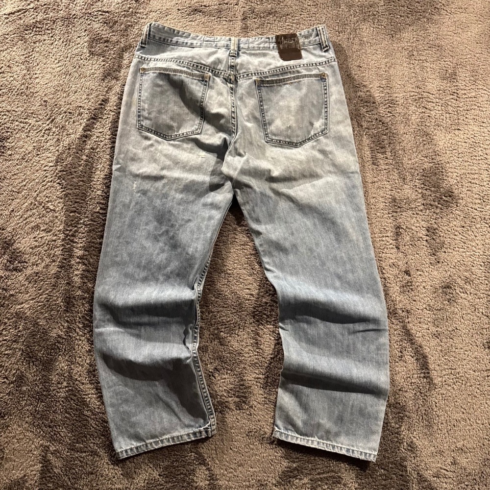 Timberland Mens 38 Light Wash Distressed Straight Leg Denim Jeans Outdoor Gear